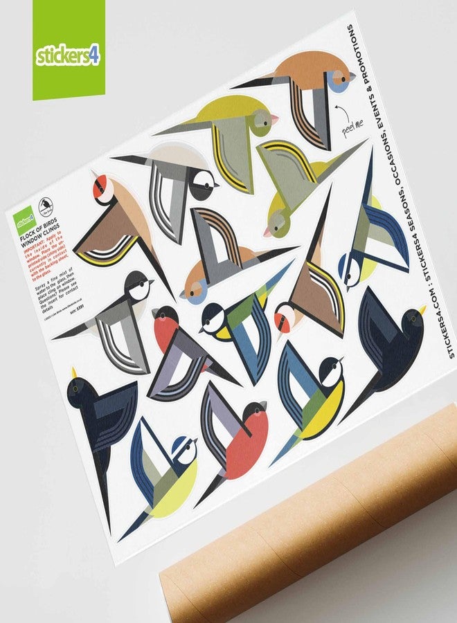 Stickers4 16-Pack Flock of Bird Window Clings - Colourful Window Decals to Prevent Bird Strikes -Double-Sided - Image 5